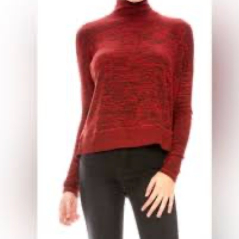 Rag & Bone Bowery Marled Candy Red Turtleneck Button Back Sweater Size M